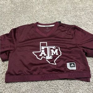 Adidas Burgundy Texas A&M Mesh Crop Top